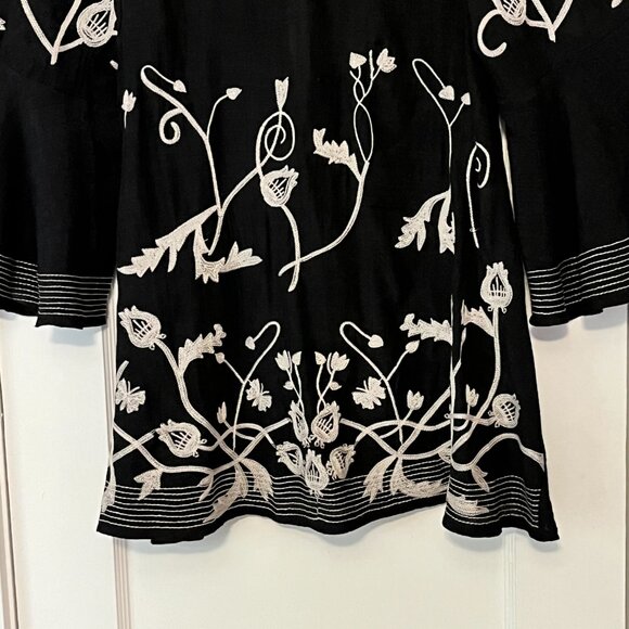 Esley anthropologie blouse size small floral embroidered gauzy flutter sleeve - Picture 6 of 9